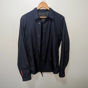Prada Sport Luxury Lightweight Mens Button Down Navy Blue Jacket in Size Medium